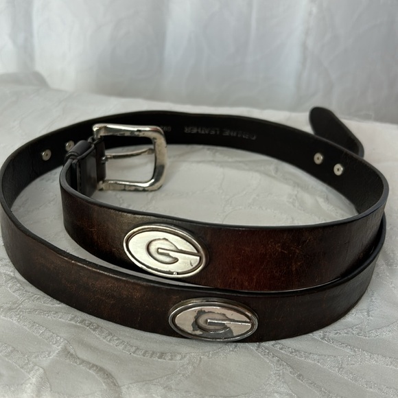 GEORGIA BULL DOGS Dark brown genuine leather men’s belt. Size 38. - Picture 4 of 12